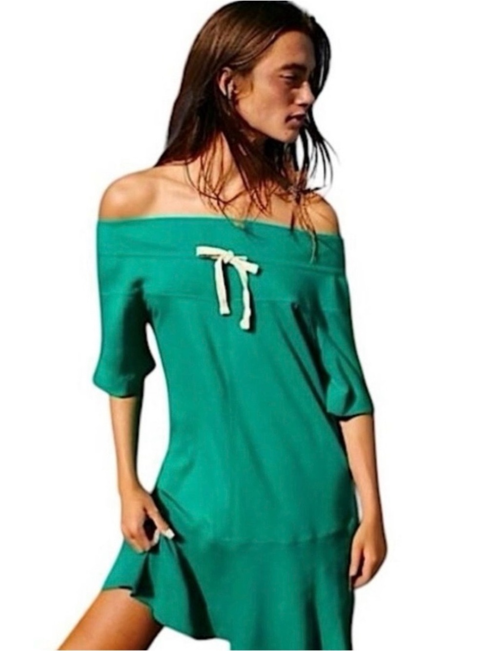 Free People Beach Off-Shoulder Mini Dress with Drawstring